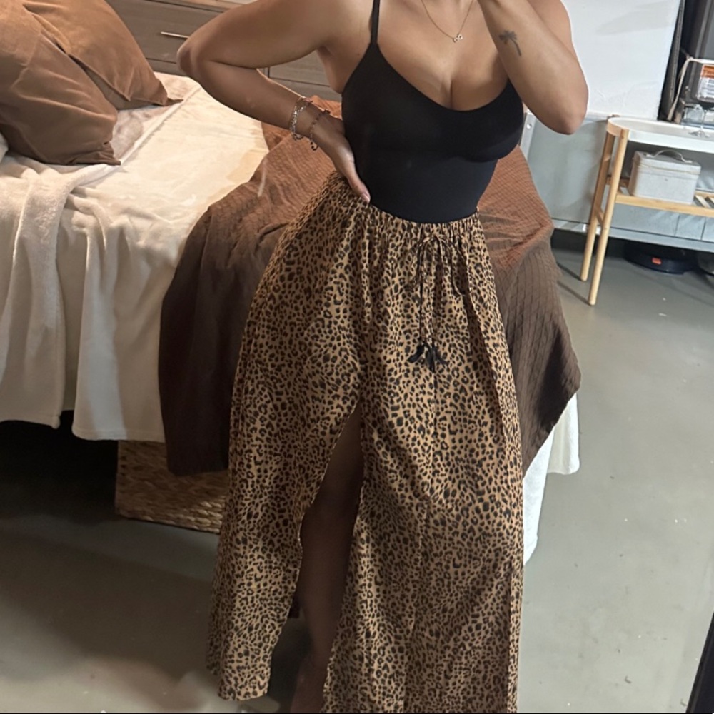 Leopard Split Leg Skirt